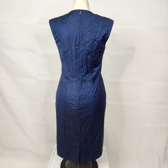 NWT BOSS Hugo Boss Womens Blue Delura Sleeveless V-Neck Shift Dress Sz 10 - Picture 7 of 16